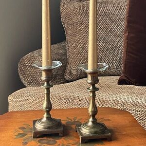 Antique Brass Candle Holders England